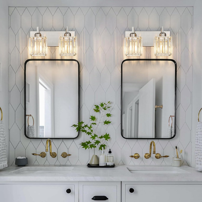 Applique murale 2 lumières pour salle de bain Modern Crystal