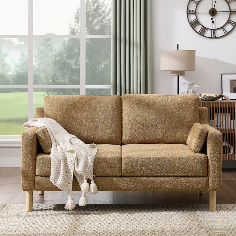 Lagoa 59.8" W Boucle Square Arm Loveseat, Ginger