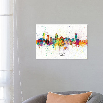 Montreal Canada Skyline Splash by Michael Tompsett - 1 Piece Wrapped Canvas Wall Art