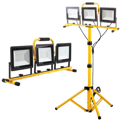 22000LM 3-Head Portable LED Work Light With Adjustable Foldable Tripod Stand