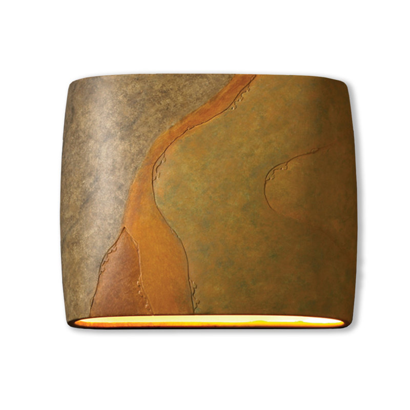 Armance Ceramic Flush Mounted Sconce, Harvest Yellow Slate, 9.75" H x 12" W x 4" D