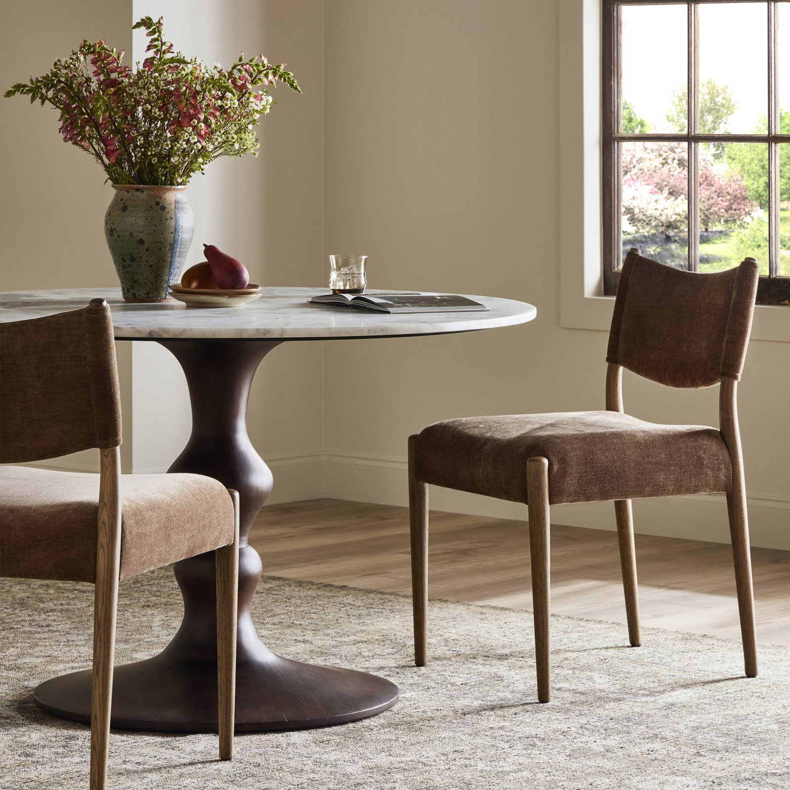 Yokum Armless Dining Chair, Toasted Oak, Altair Mushroom