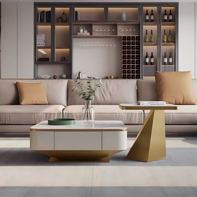 Hyrup Pedestal Coffee Table with Storage