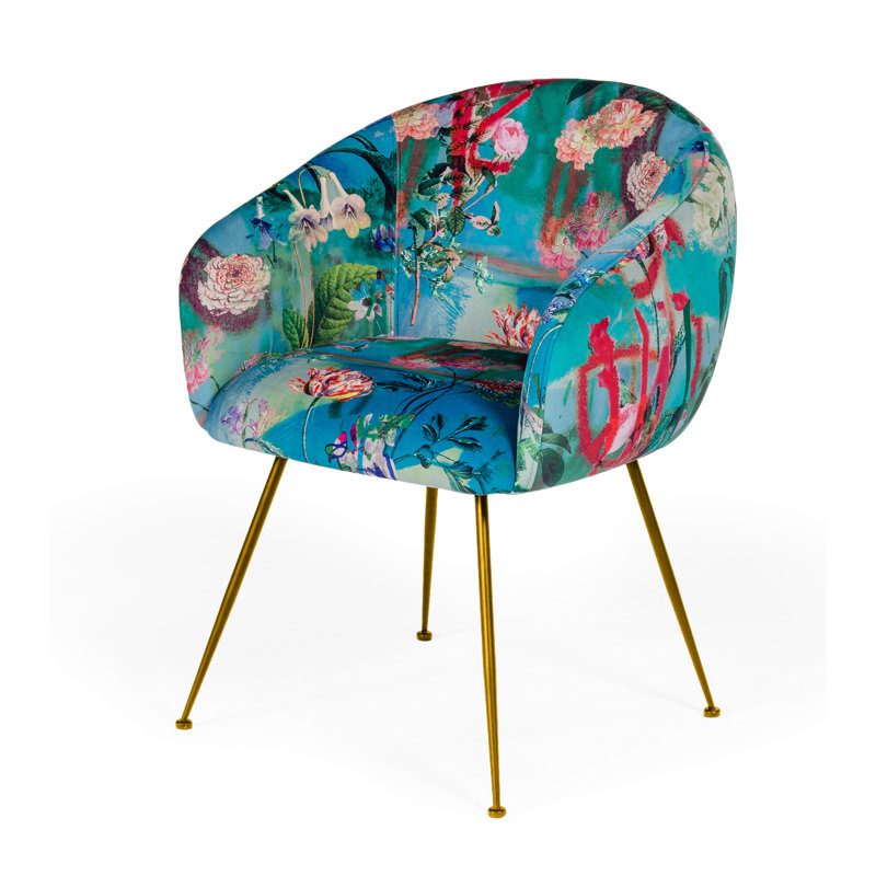 Osbourn 19'' H Velvet Upholstered Armchair, Gold