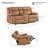 Oversized Manual Reclining Loveseat Sofa with Cupholders-Saddle-120433399