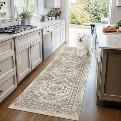 Tapis lavable antidérapant Medallion (brun)
