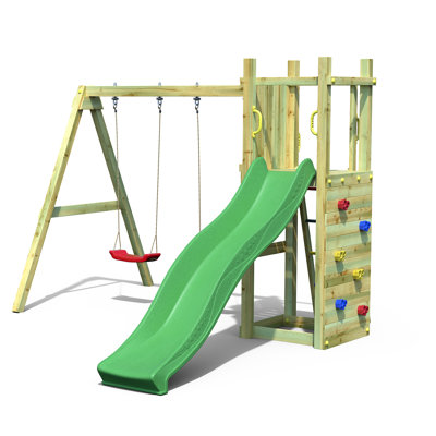 Rumble Ridge Rock Wall Play Fort with Double Swing