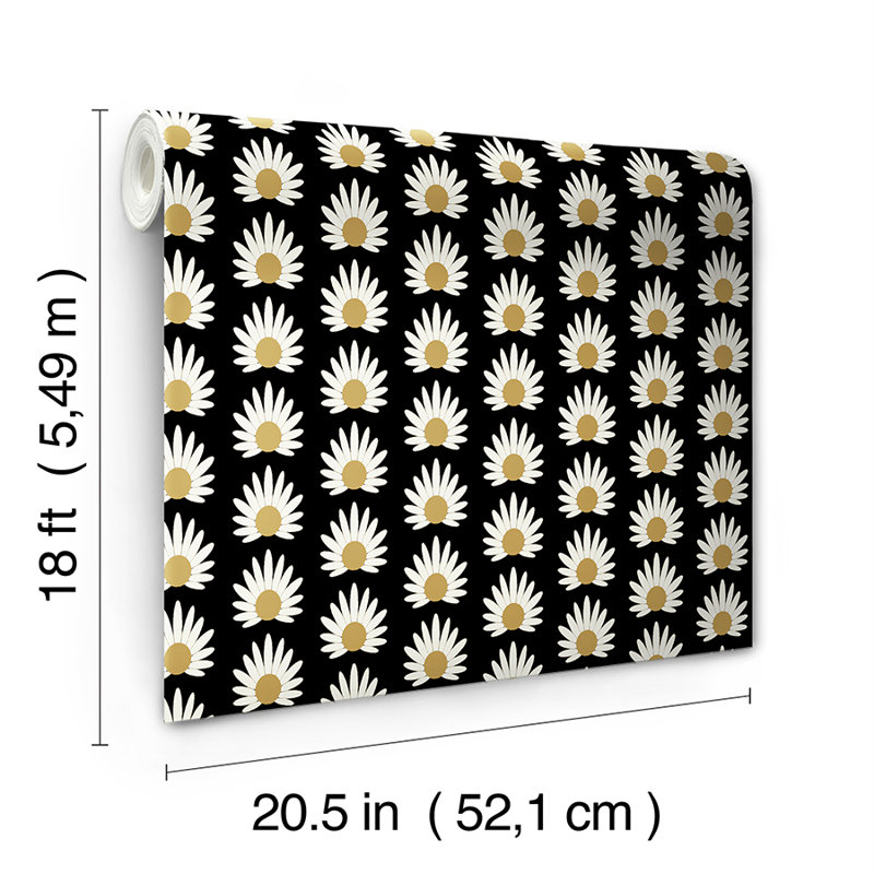Papier peint floral à peler et coller Fleur, Noir