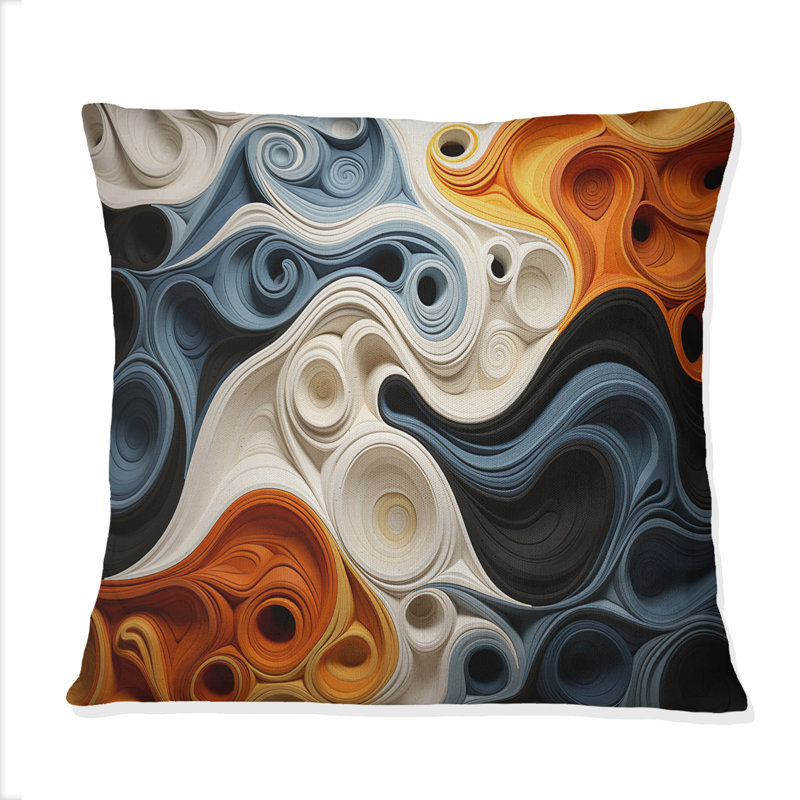 Coussin décoratif symphonique optique jaune et bleu
