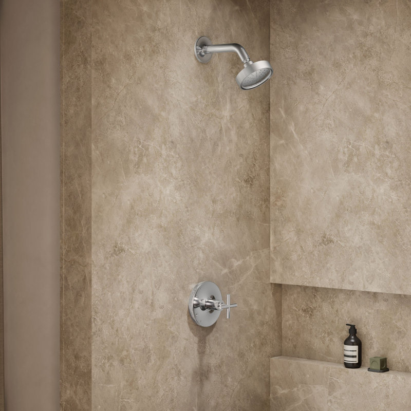 Purist Shower Trim, Polished Chrome, Cross Handle