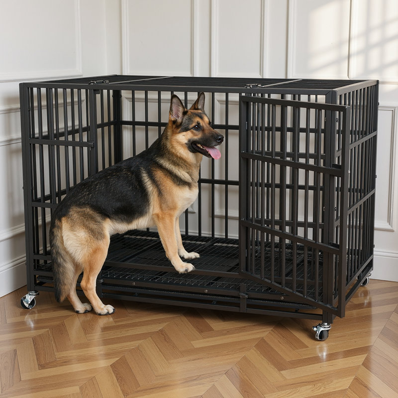 Cage pour chien en acier robuste Dero, H 34,4 po x l 28,7 po x P 42 po, Noir