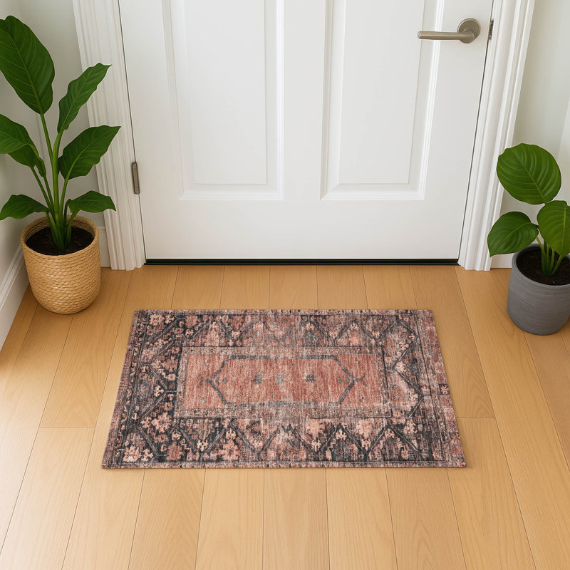 Premium Machine Washable Lubbers AMF1727 Global Rug, Rectangle 1'8" x 2'6"
