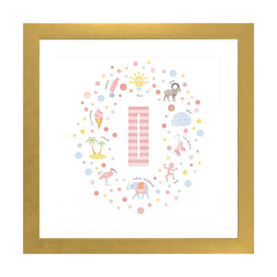 " Illustrated Letter I Pink "