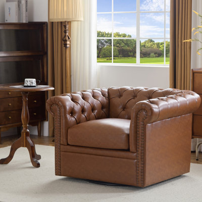 Lawrence Chesterfield Upholstered Swivel Club Chair
