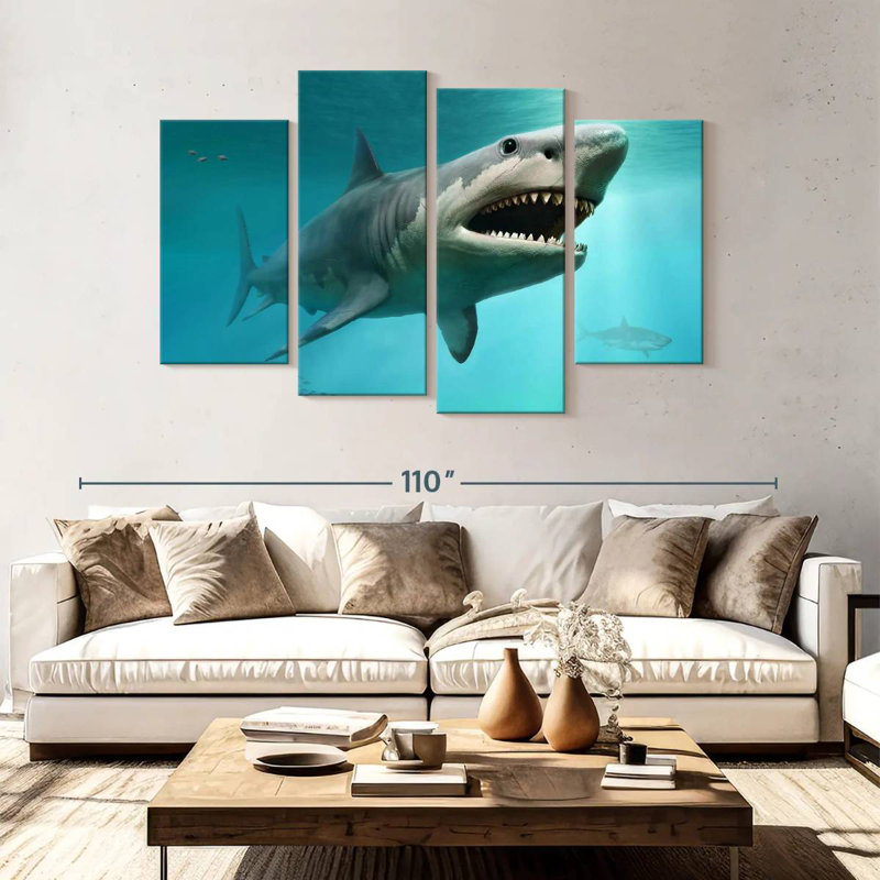 Brampt Extinct Megalodon Shark, 54" H x 84" W