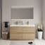 Meuble-lavabo double 60 po de style moderne avec comptoir à surface solide intégré et 2 lavabos, 4 tiroirs à fermeture en douceur-931105100