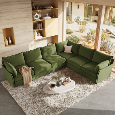 Canapé modulaire en L modulaire, canapé Cloud Comfy moderne, siège profond avec coussin décoratif, vert