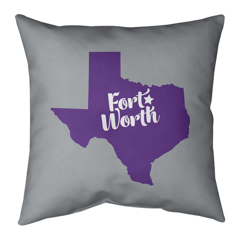 Cotton Blend Reversible Throw Pillow, 18" x 18", Silver/Purple, Fort Worth