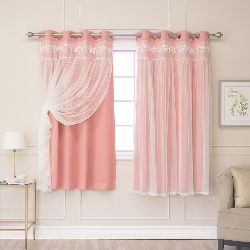 Loar Room Darkening Thermal Curtain Panels, Indiepink, 52" W x 63" L