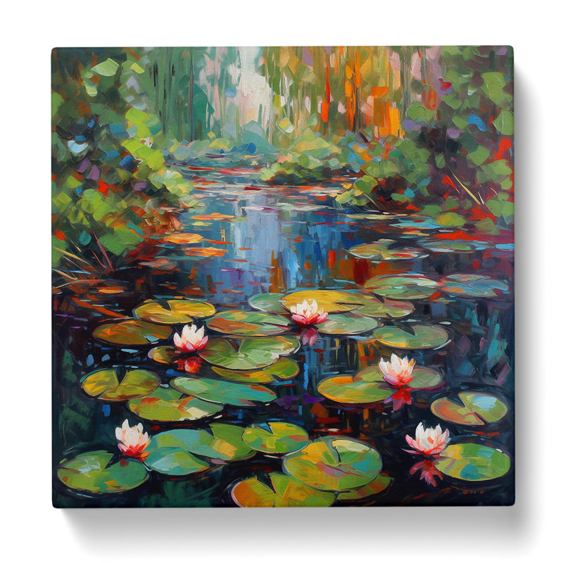 Water Lily Pond Fauvism No.1 - Wrapped Canvas - Framed Print