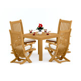 4 Seats 5 Pcs Grade-A Teak Wood Dining Set: 36" Square Table And 4 Warwick Reclining Arm Chairs #11Wa0804