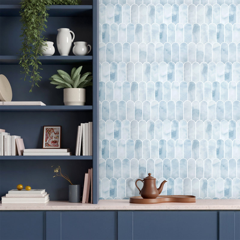 30.5 x 30.5 cm PET/PU Tile , Blue/White