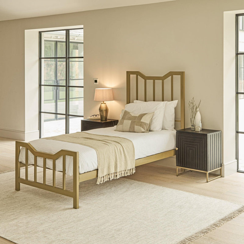 Agna Metal Bed, Gold, Single (3')