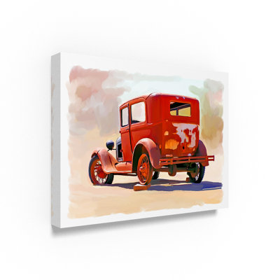 « old voiture », reproduction de peinture à l’huile sur toile tendue