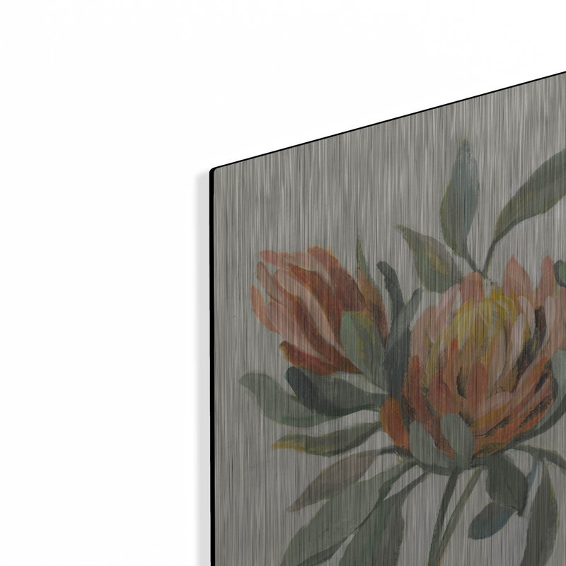 Art mural luxueux «Field Bloom 1 Warm» par Silvia Vassileva, 12 po x 12 po