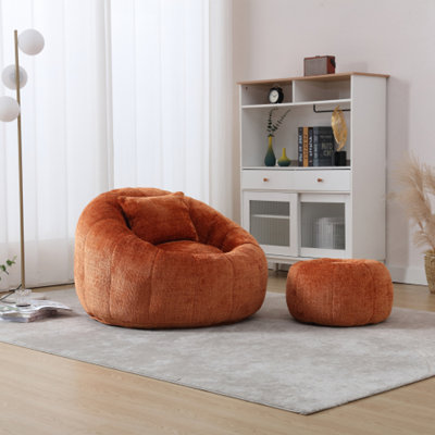 41.34''Modern Chenille Compression Bean Bag Chairs with Ottoman
