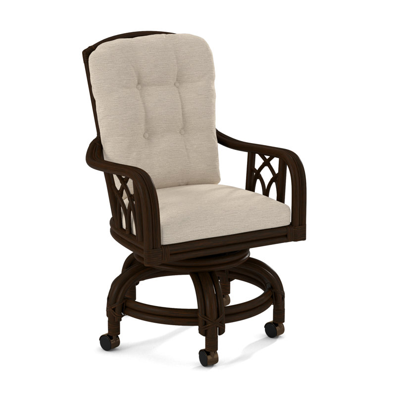 Edgewater Castered Arm Chair, Blue Buffalo Check; 0120-61, Coffee