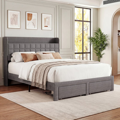 Upholstered Bed with Drawers and Storage bags by Latitude Run