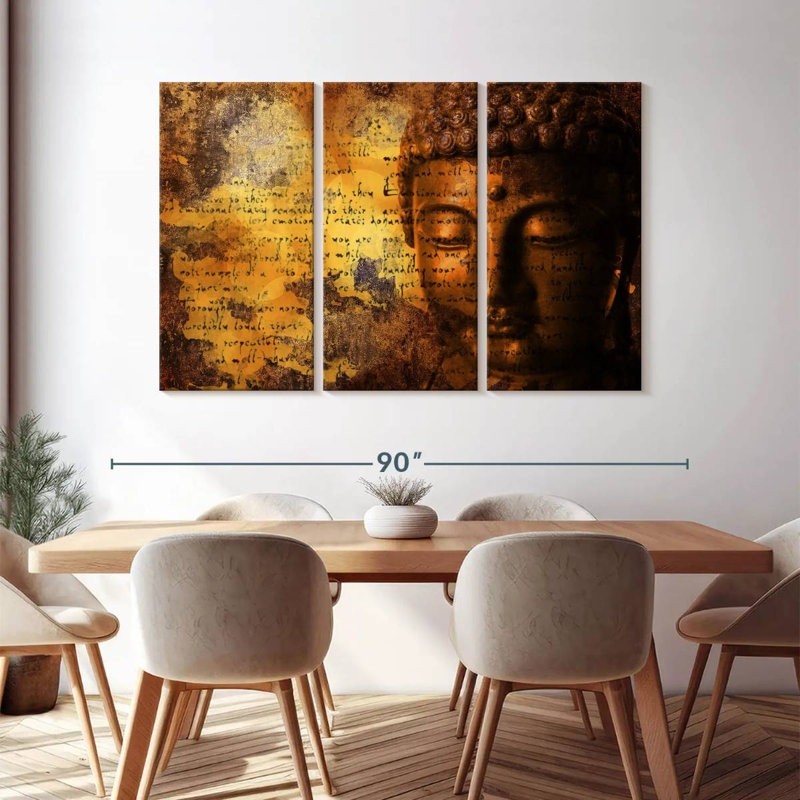 " Buddhism " 3 - Pieces, 74" H x 48" W x 1.25" D