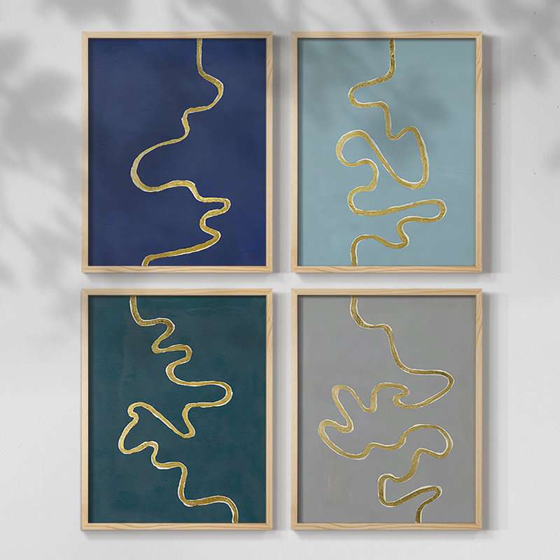 Oxbow I, impression encadrée - ensemble de 4, Noir, H 28 po x l 22 po