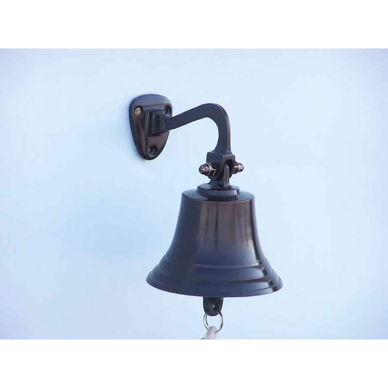Décoration murale cloche en métal bateau, H 6 po x l 4 po x P 4 po, Bronze