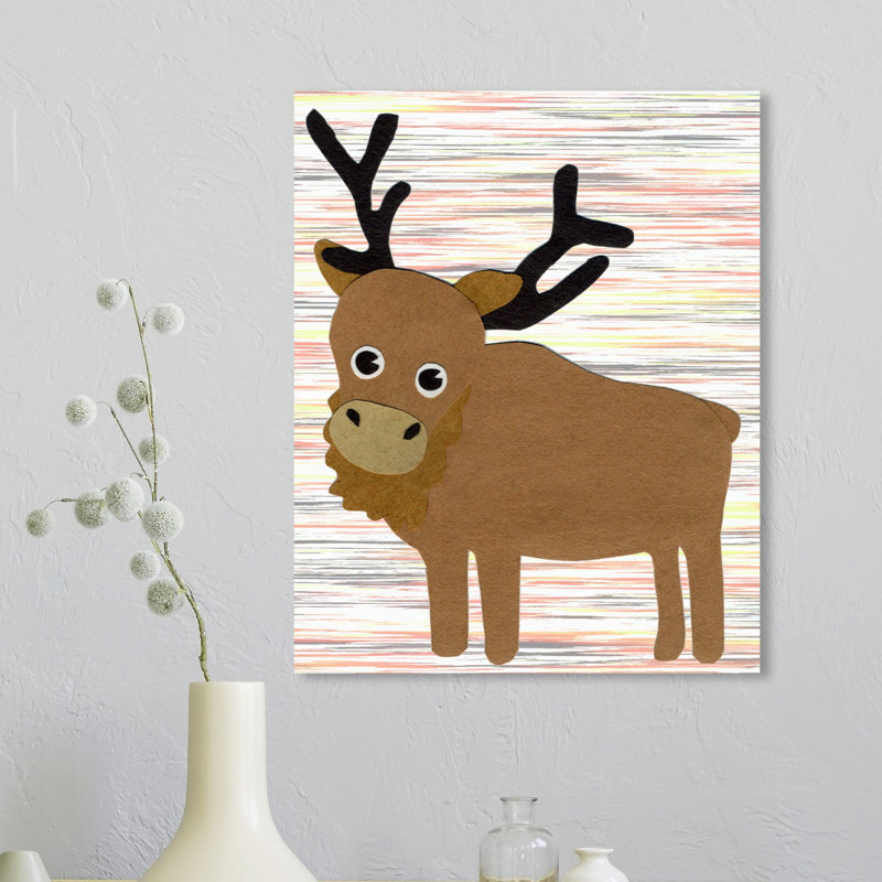Art sur toile wapiti Duffy, H 16 po x l 13 po x P 1,5 po