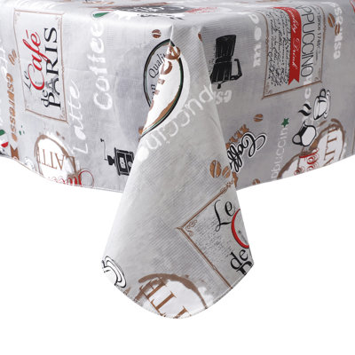 Nappe rétro en vinyle avec envers en flanelle 52 po x 90 po, motif rectangulaire gris café