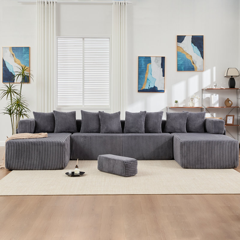 Canapé modulaire intelligent en velours côtelé pour des espaces de vie dynamiques
