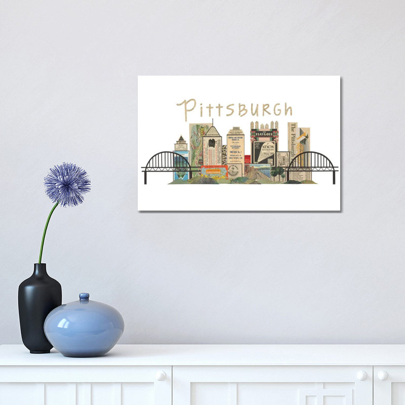 «Pittsburgh Horizontal Skyline» par Paper Cutz, impression sur toile tendue, H 12 po x l 18 po x 1,5 po