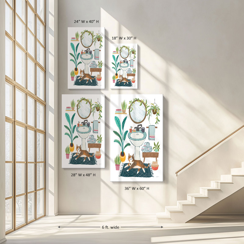 "Urban Jungle Bath I" par Mary Urban, reproduction sur toile, H 28 po x l 48 po
