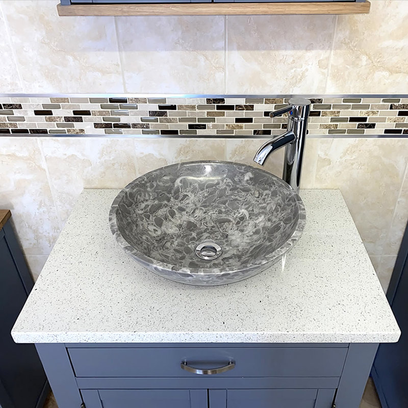 Boroughbridge 750 mm Single Vanity with Vessel Stone Basin, White Quartz