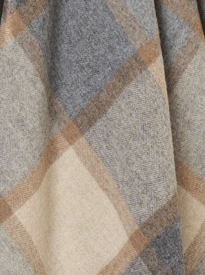 Merino Lambswool Throw/Blankets Reversible Wool Throw Blanket, Blue/White/Gray Patchwork