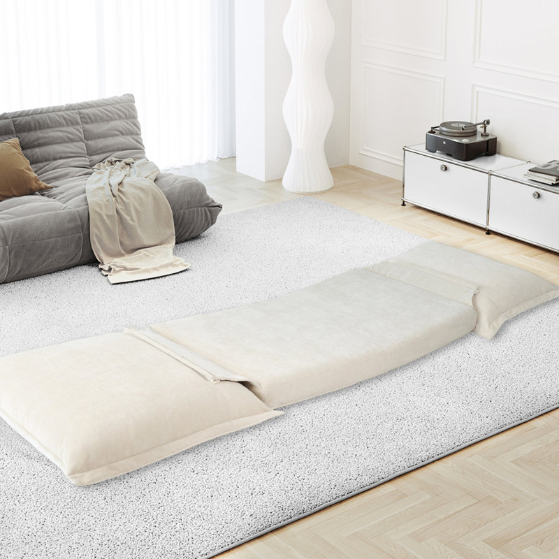 - Canapé-lit de style avec coussins, siège réglable et moelleux, mousse à haute densité peu encombrante pour fauteuil, revêtement en chenille, structure en métal