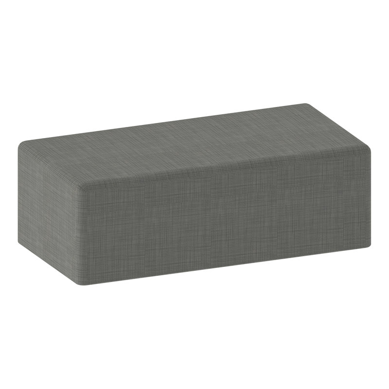 Tabouret rectangulaire modulaire de Learniture, H 12 po x l 36 po x P 18 po, Quadrillé gris, Non