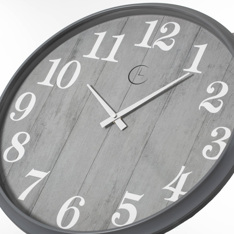 Clockswise 18" Battery Operated Indoor & Outdoor Waterproof Wall Clock Large Decorative Timepiece Easy-to-read Modern Design For Patio Pool Garden Porch Balcony Bathroom Kitchen & Home Decor, Gray