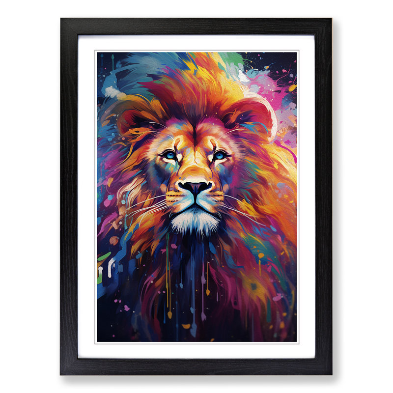 Lion Futurism - Framed Print, Black, 46cm H x 34cm W x 2cm D