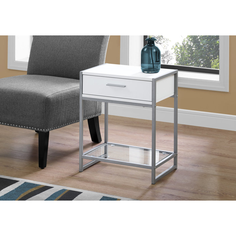 Table d'appoint, côté, bout, table de chevet, lampe, tiroir de rangement, salon, chambre à coucher, contemporain, moderne