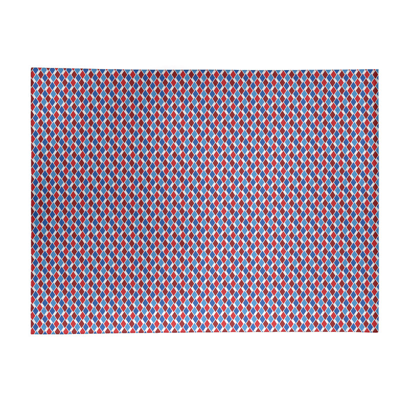 Tapis de zone rouge/bleu fait main géométrique, Rectangle 9 pi x 12 pi