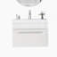 Meuble-lavabo mural de 24 po avec tiroir à fermeture en douceur, finition blanc brillant et lavabo en céramique à bords épais unique pour les salles de bain modernes