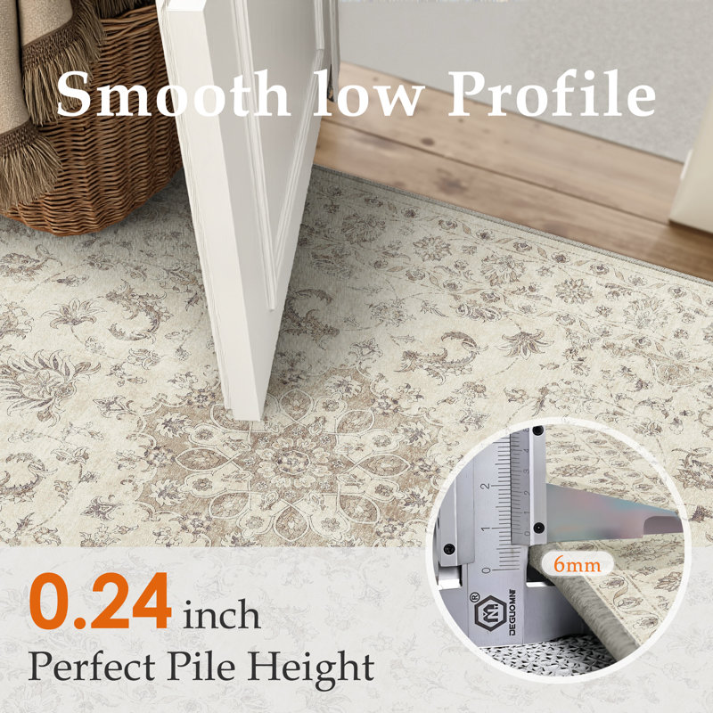 Stella Machine Washable Oriental Area Rug With Non-Slip Backing, Runner 2' x 8'